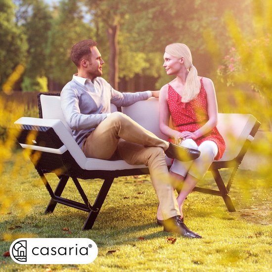 Casaria Polyrattan Gartenbank - 176 cm Verstellbar Inkl. Kissen - Schwarz
