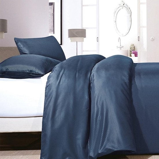 Zensation Satin Point – Bettbezug – Einzelbett – 140 x 200/220 + 1 Kissenbezug 60 x 70 – Blau