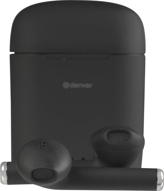 Denver TWE-46 - Ohrhörer - Drahtlos - Drahtlose Ohrhörer - Bluetooth - mit Ladeetui - Freisprecheinrichtung - Sport - Headset - In-Ear - Bluetooth 5.0 - Schwarz