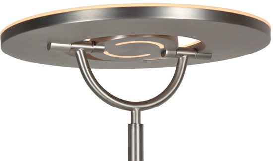 Stahlfarbene Stehlampe 4386ST – Soleil 2 mit dreh- und neigbarem Arm, 185 cm hoch, modernes Stahl-Design, 6500 Lumen, Steinhauer Exclusive