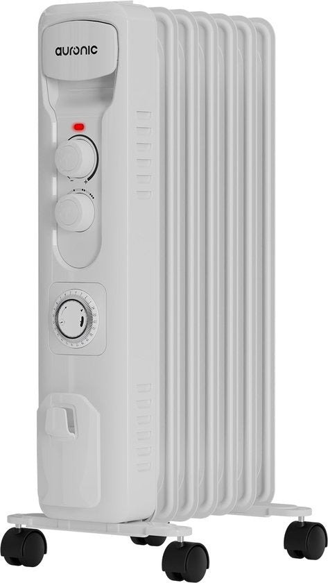 Auronic Ã–lradiator - Elektrischer Heizkörper - Thermostat - Timer - 3 Stufen - bis zu 1500W - Weiß