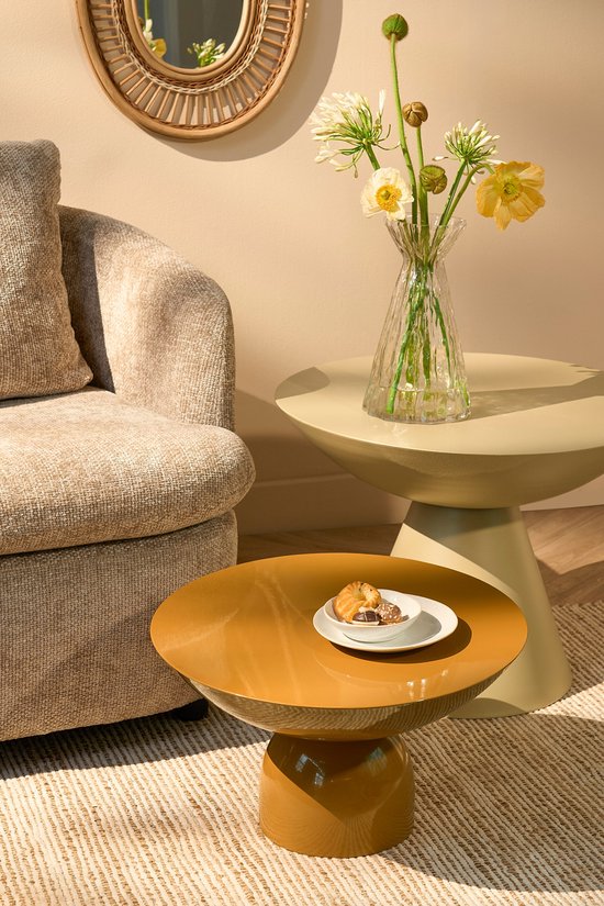 Mica Decorations Celise Beistelltisch - H44 x Ø59 cm - Metall - Beige