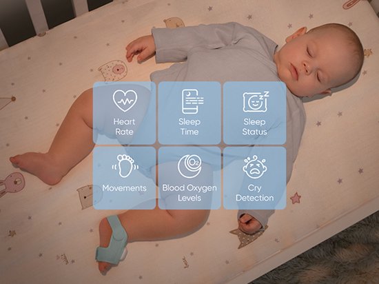 eufy Baby S340 - Smart Sock Baby Monitor - 2,4 GHz Wi-Fi - Überwachung von Schlafverhalten, Nickerchen, Herzfrequenz und Blutsauerstoffgehalt - Für Kinder von 0 bis 18 Monaten.