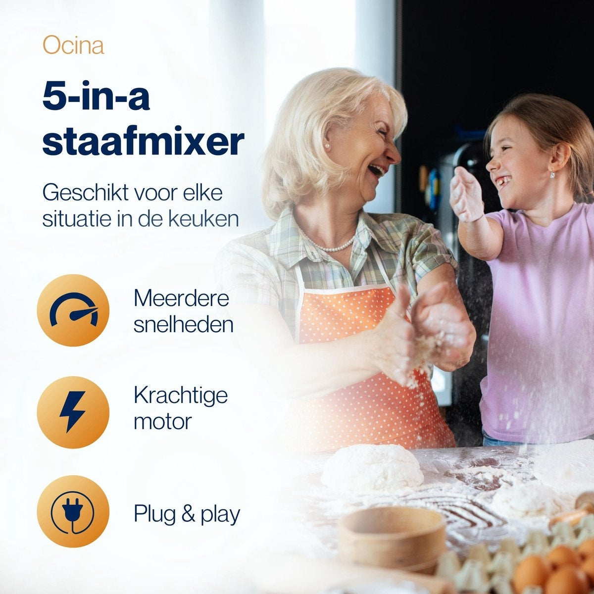 Ocina Stabmixer-Set - 5-in-1 Mixer mit Zerkleinerer - 800W - 600ML - Edelstahl/Schwarz
