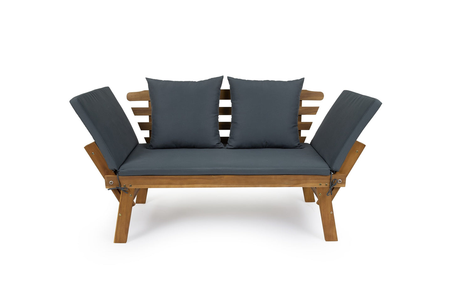 Lifa Garden Gartenbank mit Liegefunktion - Inklusive Kissen - 2-Personen - Max. 220 kg - 130 x 68 x 78 cm - Anthrazit