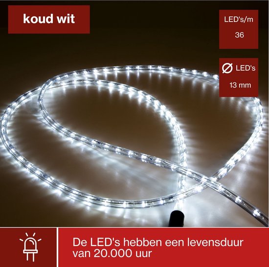 HQ-Power Flexibler LED-Lichtschlauch auf Rolle, 6500 °K, 2850 lm, ideal für die Ausleuchtung von Baustellen, Treppenhäusern, Aufzugsschächten, etc., geeignet für den Innen- und Außenbereich, 30 m, kaltweiß