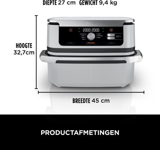 Ninja Foodi FlexDrawer Mega Doppel-Heißluftfritteuse XXL – 10,4 Liter – Zwei Garfächer oder eine MegaZone – Heißluftfritteuse – Weiß – AF500EUWH