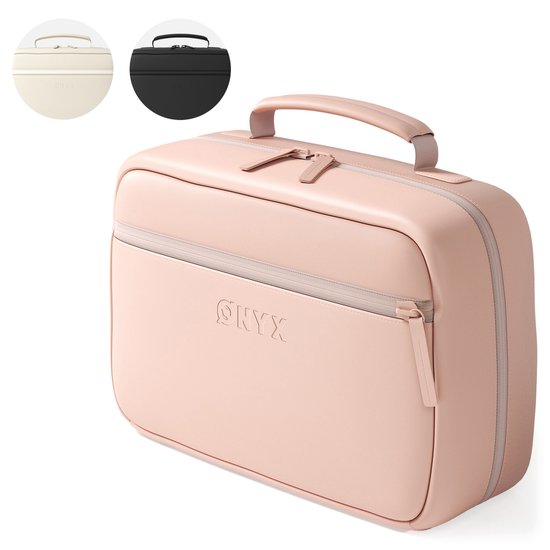ONYX Kulturbeutel Rosa – Make-up-Tasche – Kosmetik-Organizer – Praktische Aufteilung – Make-up-Spiegel – Zum Aufhängen – Für Damen und Herren – Größe: M