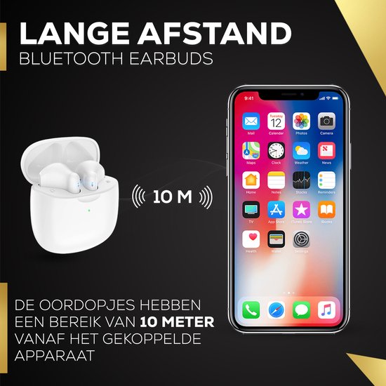 Golden Sound Ohrhörer - Bluetooth - Kabellos - Earpods - Sport Ohrhörer - Für Smartphone & Laptop - Weiß