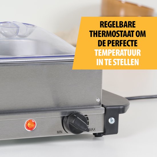 Tristar BP-6283 – Buffetwärmer 200 W – Chafing Dish – 3 x 1,4 Liter – inkl. Deckel – Edelstahl