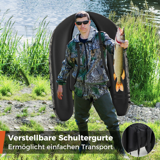 Coast Aufblasbares Fischerboot - Verstellbare Rutenhalter & Rückenlehne - 2 Hakenhalter - 135 x 109 x 54 cm - Camouflage
