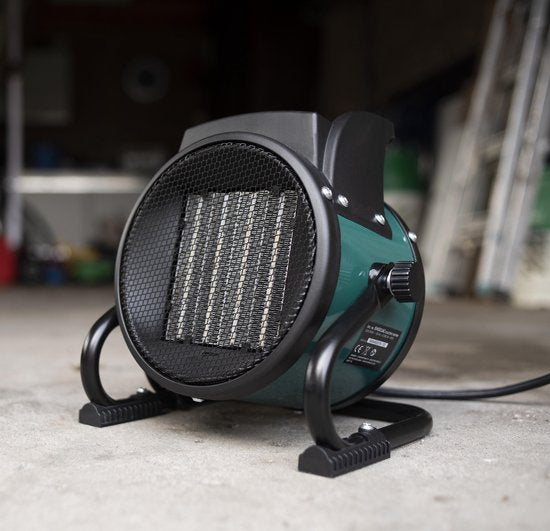 VONROC Elektroheizgerät - Strahlheizgerät - Heizlüfter - Keramik - 3 Stufen: 1000W/2000W/Ventilator - für Räume bis zu 20m2 - grün