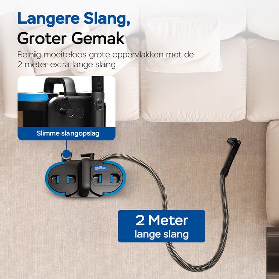 Qclean® Teppichreiniger – 4-in-1-Fleckenentferner & Dampfreiniger – 105 °C Dampf – Polsterreiniger – Selbstreinigend – inkl. Reinigungsmittel
