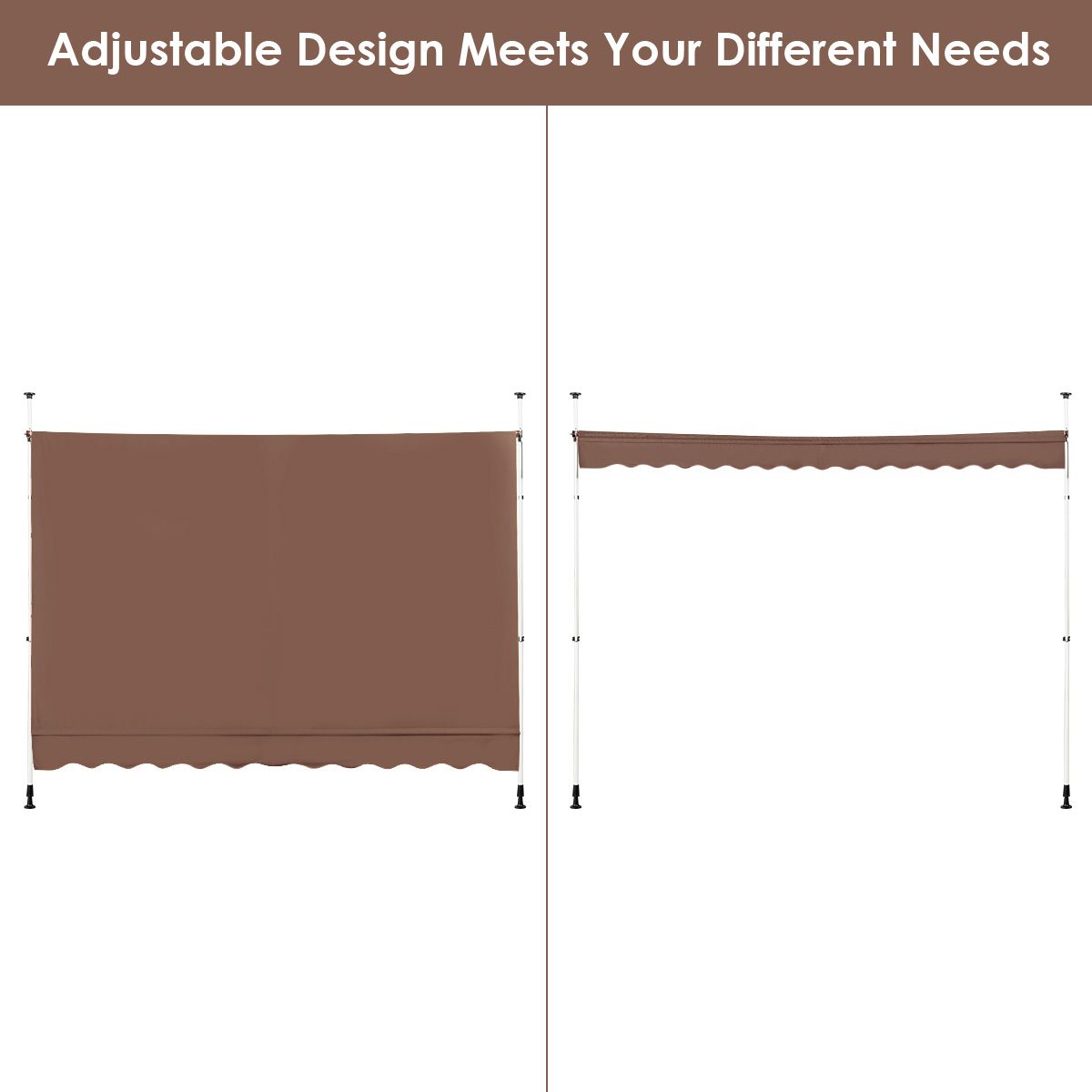 Coast Sunshade 300x120 cm Höhenverstellbar Braun - Ausziehbares Sonnensegel für Balkon, Terrasse oder Fenster