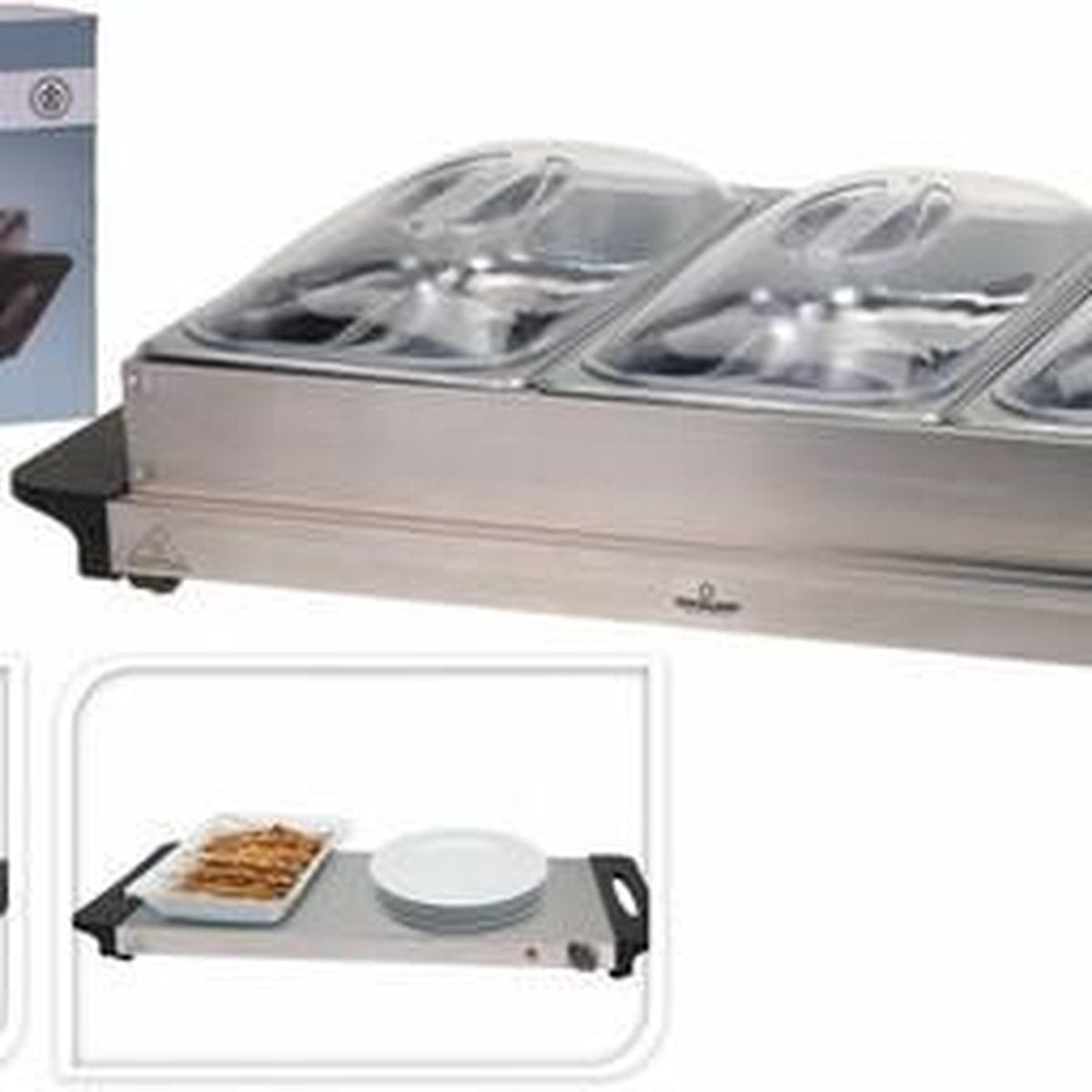 Excellent Electrics - Elektrischer 2 in 1 Buffetwärmer aus Edelstahl (300W)