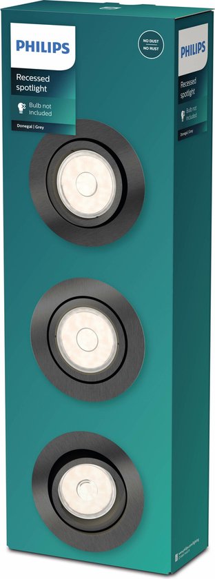 Philips Donegal Einbaustrahler - 3-Licht - grau - rund