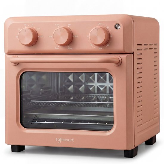 Safecourt 6-in-1 Airfyer Ofen - 100% PFAS-frei - 6 Programme - 80 bis 230 Grad - Airfryer, Backen, Braten, Toasten, Grillen & Aufwärmen - Pink
