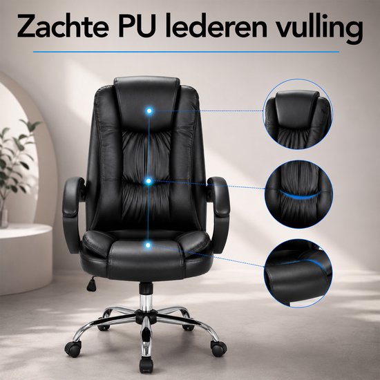 Infinity Goods Ergonomischer Bürostuhl – Office Chair – Verstellbar – 4D-Lendenstütze & Netzbezug – Bis zu 150 kg – NEN-EN1335 – Schwarz