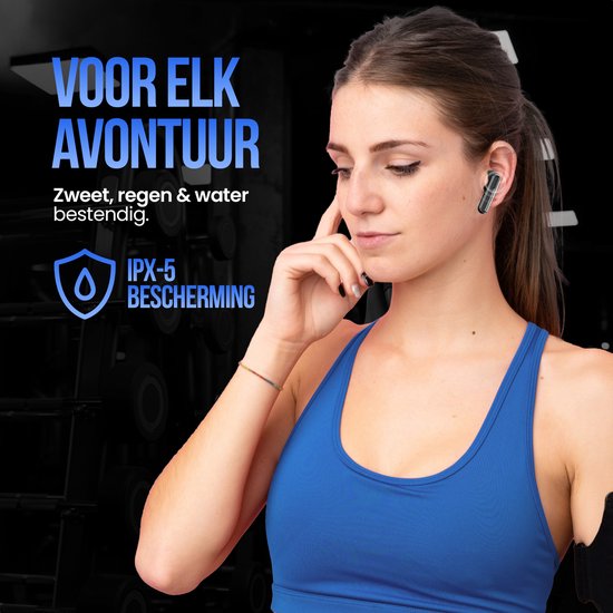 Strex Wireless Earphones - Aktive Geräuschunterdrückung - LED-Anzeige - Kabellose Bluetooth-Ohrhörer - Ohrhörer Wireless - Bluetooth 5.3 - Schwarz
