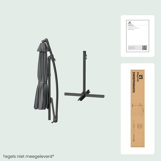 LifeGoods Schwimmender Sonnenschirm - Rund Ø300 cm - UPF 50+ und Wasserdicht - Dunkelgrau