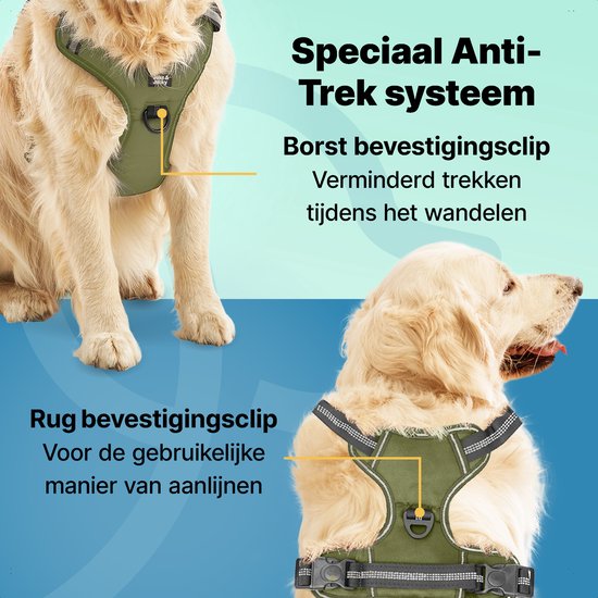 Jake und Jacky - Anti-Zieh-Hundegeschirr - Reflektierend - Größe XL - Grün