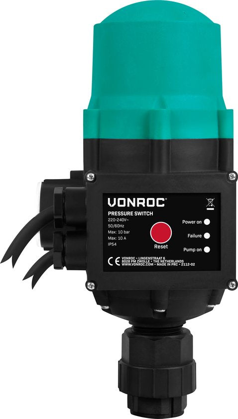 VONROC Hauswasserwerk / Automatische Pumpe - 800W - 3300l/h - Mit Druckschalter - Trockenlaufschutz - Zum Bewässern und Haushaltswasser