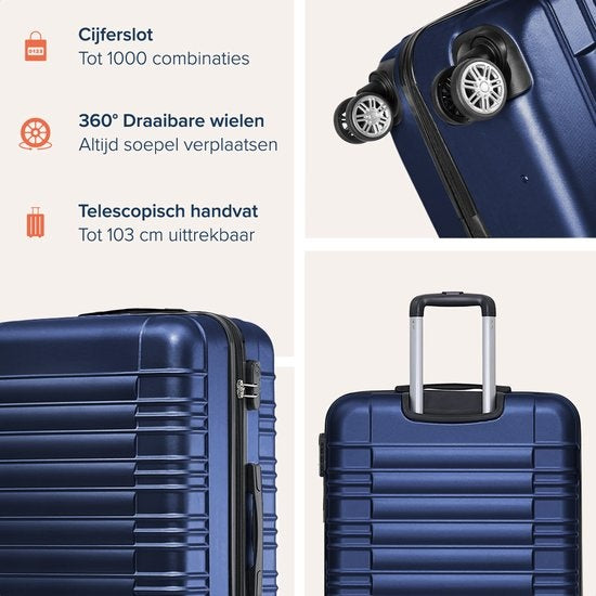 TRVLMORE - Koffer - Handgepäck - 54x36x20cm - 38L - Dunkelblau