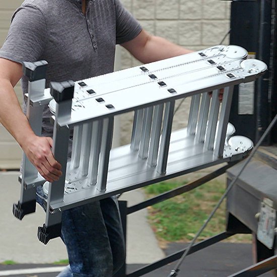 Hammersmith SuperLadder – Die Universalleiter – multifunktionale Leiter aus Flugzeugaluminium – bis zu 3,4 m – 12 Sprossen – mit rutschfesten Gummifüßen