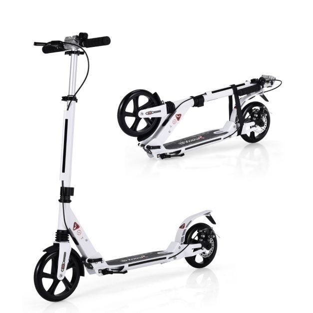 Coast Kick Scooter - Mit der Glocke und Stützgurt - Höhenverstellbar - Faltbar - Weiß