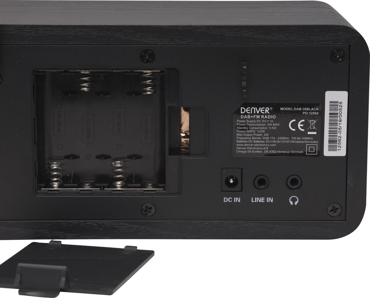 Denver DAB-Radio - Retro-Radio - FM-Radio - Küchenradio - Tragbares Radio - Batterien & Netzanschluss - DAB30 - Schwarz