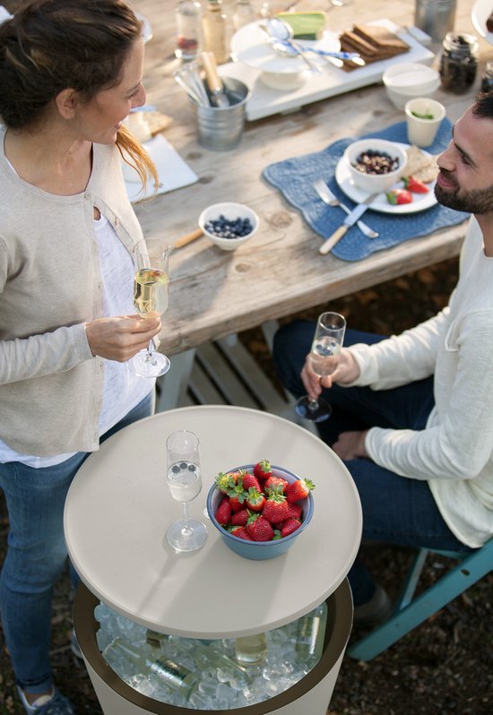 Keter Beistelltisch Getränkekühler coolbar cocktail Tisch 50x57-85cm 30L weiß-braun