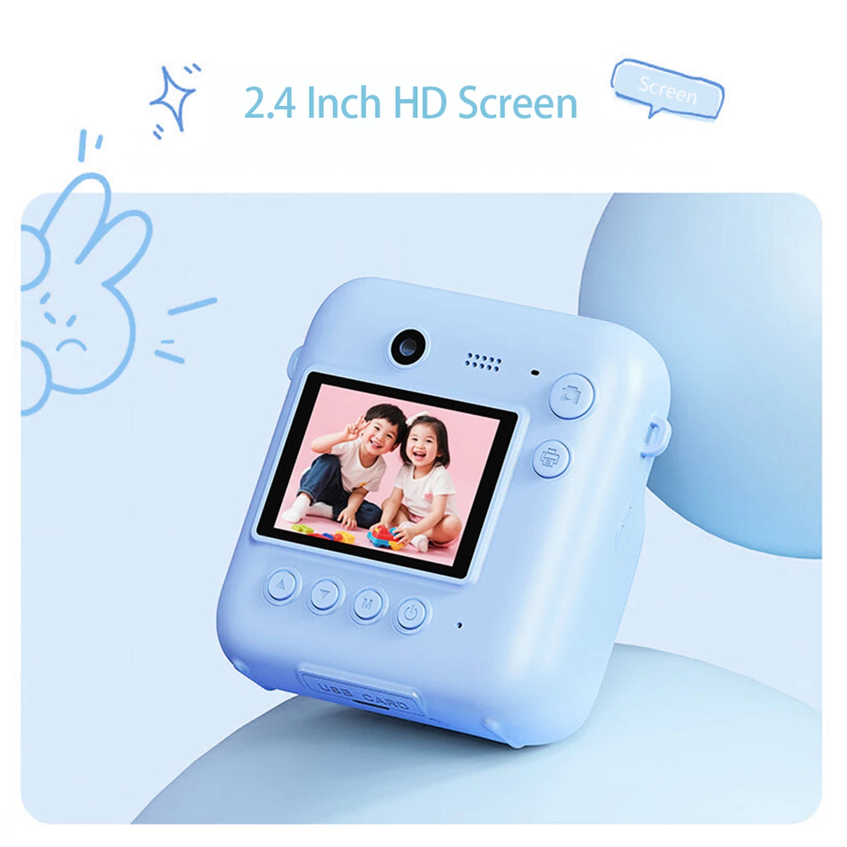 Songdian Kinderkamera mit Sofortdruck DC506 – Blau – 48 MP – Doppelkamera – LED-Blitz – Auch als Webcam nutzbar