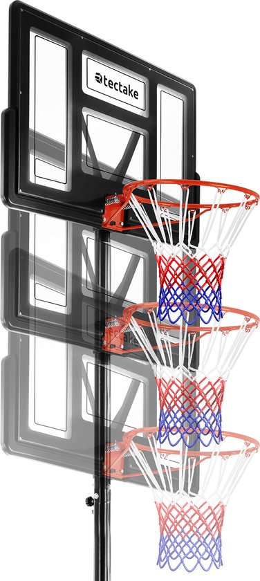tectake - Basketballständer 230-305cm Basketballring Basketballanlage mit Rollen - inkl. Ball und Pumpe