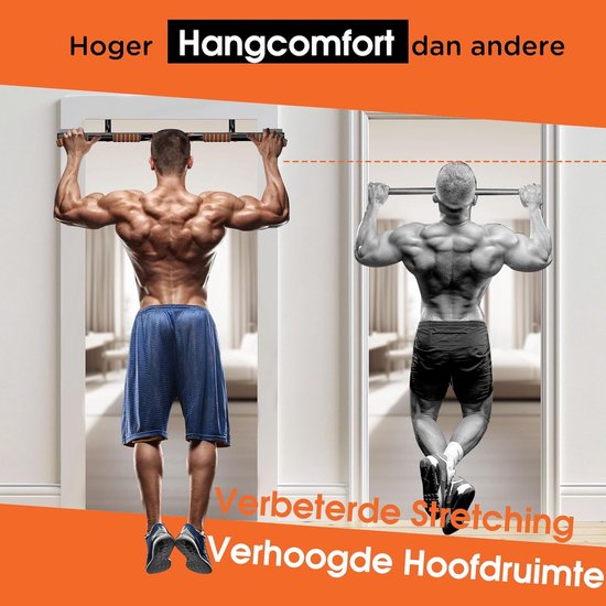 DH FitLife Reckstange, Türrahmen ohne Schrauben, verrutscht nicht mit Multi-Griffpositionen, Klimmzugstange Tür, Reckstange, Gymnastikstange, Türständer zum Einhängen, für Türrahmen, 65-92 cm