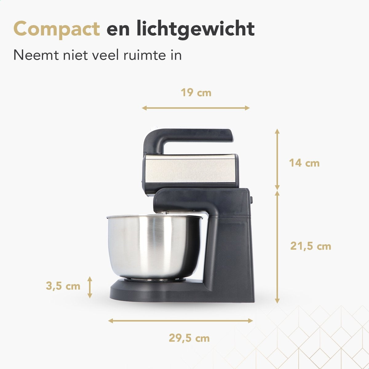 Rochester Handmixer mit Rührschüssel - Küchenmaschine - 5 Geschwindigkeitsstufen - Edelstahl