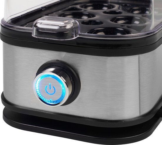 Princess Eierkocher 262046 – für 1 bis 6 Eier – 400 W – Edelstahl – Hart, weich und mittel gekocht – Timer – Inklusive Messbecher und Eierstecher