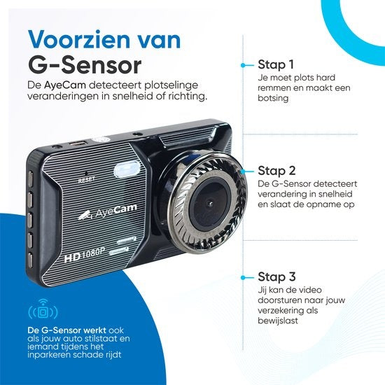 AyeCam Dashcam Pro - Dashcam für Auto vorne und hinten - FULL HD & Nachtsicht - G-Sensor - Inkl. 32GB SD