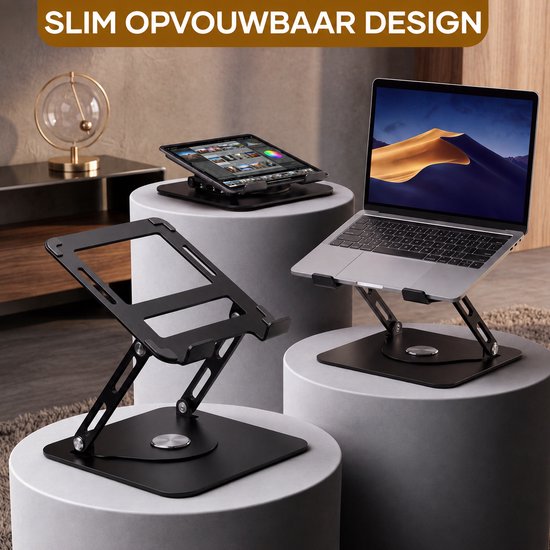 Villux Laptop-Ständer, ergonomisch – Verstellbarer Laptop-Ständer – Laptop-Halterung – Laptop-Ständer – Laptop-Erhöhung – Zusammenklappbarer Laptop-Ständer – Inklusive E-Book – Inklusive Mauspad