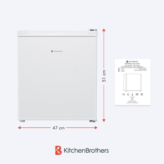 KitchenBrothers Mini-Gefrierschrank - Kompakt - 44x47x51 cm - Weiß