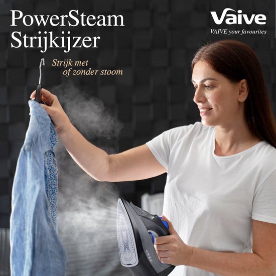 Vaive Bügeleisen PowerSteam 2200 - 300 ML Wassertank - 2200W - Keramiksohle - Schwarz