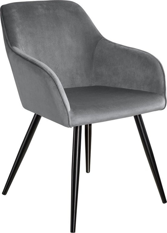 tectake - Stuhl - Esszimmerstuhl - Marilyn Samtoptik schwarz/grau - 403659