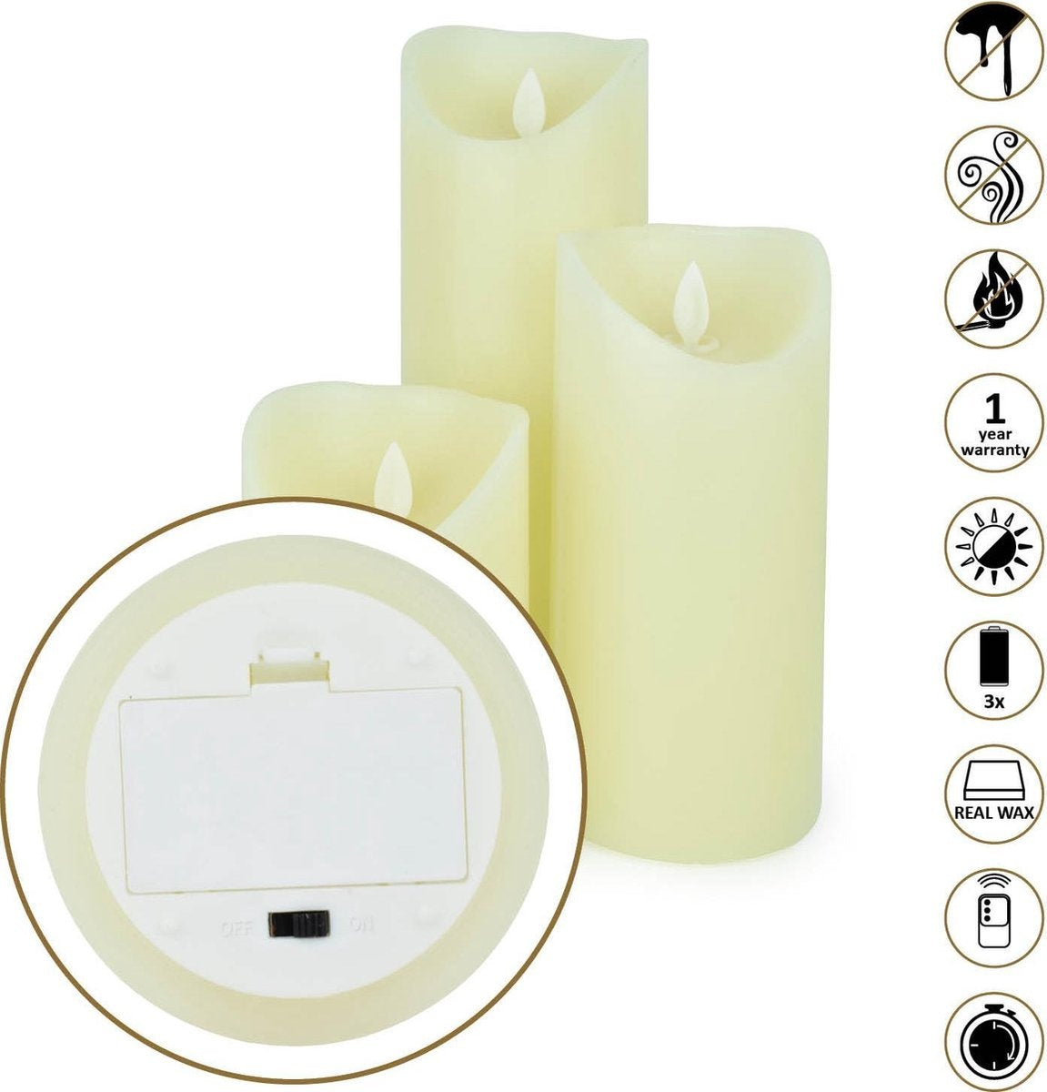 O'DADDYÂ¬Ã† LED-Kerzen mit beweglicher Flamme - 22cm 8d - Mit Timer und Dimmerfunktion - LED-Kerzen mit Fernsteuerung