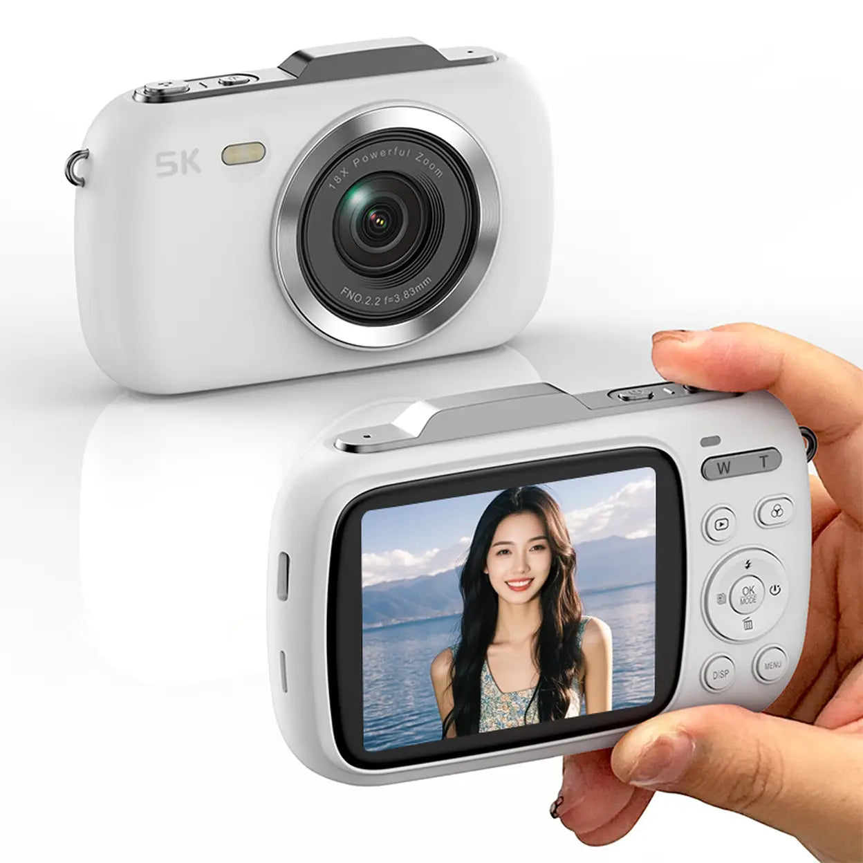 Komery Digitale Vlog-Kamera G7 – Weiß – 5K-Video – 80-MP-Fotos – 18-facher Zoom – Kompakte Point-and-Shoot-Kamera