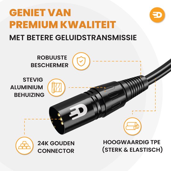 Drivv. Premium-XLR-Kabel – Mikrofonkabel – Stecker auf Buchse, 3-polig – 1 Meter