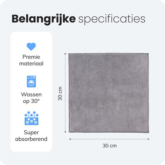 LUFT Mikrofasertücher - 14 Stück - 30x30cm - Geeignet für Fenster, Reinigung, Fenster, Auto - Wischer - Reiniger - Reinigungstücher - Poliertücher - Trockentücher - Spültücher
