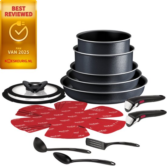 Tefal Ingenio So Light – Kochgeschirrset – 16-teilig – Induktionsgeeignet – Stapelbar – Abnehmbare Griffe – Platzsparend