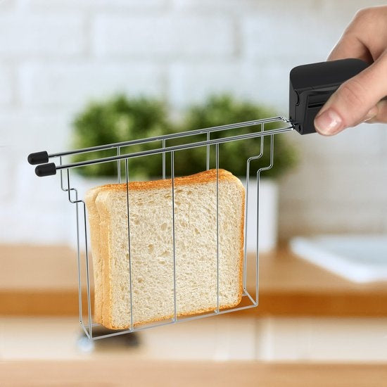 KitchenBrothers Toaster mit Sandwich-Clips â€“ Toaster â€“ 6 Heizstufen â€“ breite Schlitze â€“ Sandwichmaker-Toaster â€“ 870 W â€“ Beige