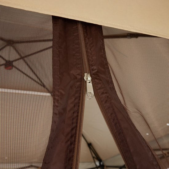 Tectake Faltbarer Pavillon Carabobo - 364 x 364 x 294cm - Braun