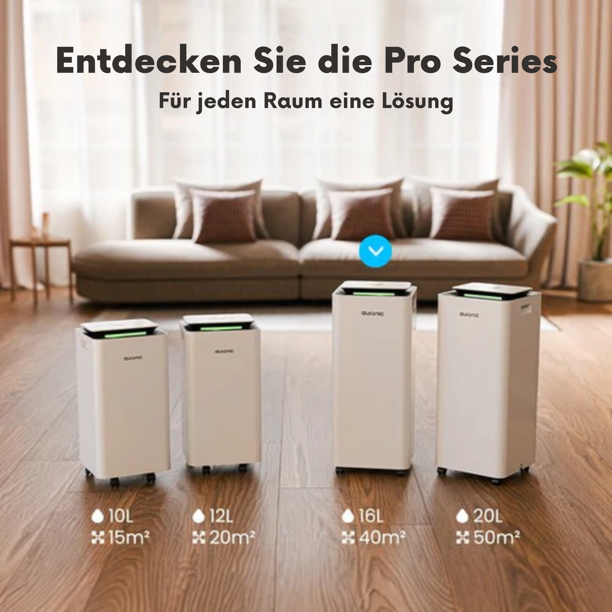 Auronic Luftentfeuchter und Luftreiniger - Pro Series - 16 l pro Tag - Waschtrockenfunktion - Schlafzimmer, Badezimmer und Wohnzimmer - Weiß