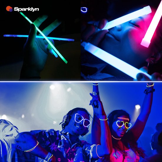 Sparklyn XXL Glow in the Dark Stick Set - 380 Stück Glowsticks mit Zubehör - Breaking Sticks - Neon Party